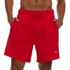 Champion Mens Swim Trunks with Compression Liner, 2 in 1 Mens Bathing Suit Shorts, 7 Inch Inseam Board Shorts for Swimming(Red)
