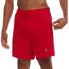 Champion Mens Swim Trunks with Compression Liner, 2 in 1 Mens Bathing Suit Shorts, 7 Inch Inseam Board Shorts for Swimming(Red)