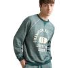 Champion Men’s Yearbook Raglan Crewneck Sweatshirt, Crest(Emerald Allure Heather)