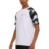 Champion Rash Guard for Men Short Sleeve, Mens Swim Shirt, Sun Shirt UPF+ 50 UV Protection, SPF Quick Drying Rashguard(White Multi)