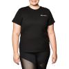 Champion Women’s Classic Short Sleeve Graphic T-Shirt, Standard Fit, Script Logo(Black Small Script)