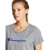 Champion Women’s Classic Short Sleeve Graphic T-Shirt, Standard Fit, Script Logo(Deep Blue Water Script)