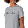 Champion Women’s Classic Short Sleeve Graphic T-Shirt, Standard Fit, Script Logo(Oxford Gray – Classic Script Logo)