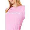 Champion Women’s Classic Short Sleeve Graphic T-Shirt, Standard Fit, Script Logo(Pink-poeny.)