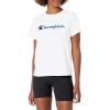 Champion Women’s Classic Short Sleeve Graphic T-Shirt, Standard Fit, Script Logo(White – Classic Script Logo)
