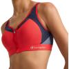 Champion Women’s Sports Bra, Motion Control Zip High-impact Sports Bra, Wirefree Bra for Women(Red Flame)
