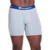 Champion mens Everyday Active Lightweight Stretch Variety Boxer Briefs – 3 Pack(Blue Print With Champion Logo/Navy/Silverstone – 3 Pack)