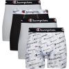 Champion Men’s Everyday Active Lightweight Stretch Boxer Briefs with Fly – 4 Pack(Black/Grey – 4 Pack)