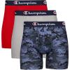 Champion Men’s Everyday Cotton Stretch- 3 Pack(Blue Graphic Print/Scarlet/Oxford Grey Heather – 3 Pack)