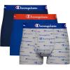Champion Men’s Everyday Cotton Stretch Trunks- 3 Pack(Trunk – Grey Heather Script Logo/Surf the Web/Navy – 3 Pack)