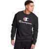 Champion Men’s Fleece Midweight Crewneck Sweatshirt (Reg. Or Big & Tall)(Black Double Logo)