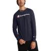 Champion Men’s Long Sleeve T-shirt, Classic T-shirt for Men (Reg. Or Big & Tall)(Navy Script)
