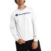 Champion Men’s Long Sleeve T-shirt, Classic T-shirt for Men (Reg. Or Big & Tall)(White – Classic Script Logo)
