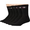Champion Men’s Moisture-wicking Athletic Crew Socks with Cushioning & Arch Support(Black Crew C – 6 Pack)