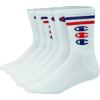 Champion Men’s Moisture-wicking Athletic Crew Socks with Cushioning & Arch Support(White With 3 C’s – 6 Pack)