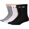 Champion Men’s Moisture-wicking Athletic Crew Socks with Cushioning & Arch Support(White/Grey/Black – 6 Pack)