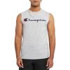 Champion Men’s Muscle Tank, Classic Graphic Muscle Tee, Sleeveless T-shirt for Men (Reg. Or Big & Tall)(Oxford Gray – Classic Script Logo)