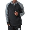 Champion Men’s Pullover Fleece Hoodie, Midweight, C Logo (Reg. Or Big & Tall)(Black/Black/Manhattan Mist C Logo)