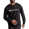 Champion Men’s Sweatshirt, Fleece Midweight Crewneck Sweatshirt (Reg. Or Big & Tall)(Black – Classic Script Logo)