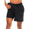 Champion Mens Swim Trunks with Compression Liner, 2 in 1 Mens Bathing Suit Shorts, 7 Inch Inseam Board Shorts for Swimming(Black)