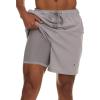 Champion Mens Swim Trunks with Compression Liner, 2 in 1 Mens Bathing Suit Shorts, 7 Inch Inseam Board Shorts for Swimming(Grey)