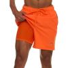 Champion Mens Swim Trunks with Compression Liner, 2 in 1 Mens Bathing Suit Shorts, 7 Inch Inseam Board Shorts for Swimming(Orange)