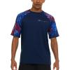 Champion Rash Guard for Men Short Sleeve, Mens Swim Shirt, Sun Shirt UPF+ 50 UV Protection, SPF Quick Drying Rashguard(Blue/Leaf)