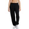 Champion Womens Cinched-Bottom Fleece Sweatpants, Oversized Fit, Midweight(Black)
