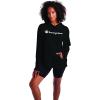 Champion Women’s Pullover Fleece Hoodie, Loose Fit, Midweight, Script Logo(Black-champion Script)