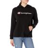 Champion Women’s Pullover Fleece Hoodie, Loose Fit, Midweight, Script Logo(Black-champion Script (Retired))