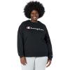 Champion Women’s Sweatshirt, Fleece, Crewneck Sweatshirt, Warm Sweatshirt for Women (Plus Size Available)(Black Script (Retired))