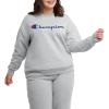 Champion Women’s Sweatshirt, Fleece, Crewneck Sweatshirt, Warm Sweatshirt for Women (Plus Size Available)(Oxford Gray – Classic Script Logo)