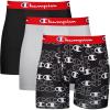 Champion mens Everyday Active Lightweight Stretch Variety Boxer Briefs – 3 Pack(New Ebony/New Ebony With C Logo Print; Silverstone – 3 Pack)