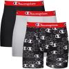 Champion mens Everyday Active Lightweight Stretch Variety Boxer Briefs – 3 Pack(New Ebony/New Ebony With C Logo Print/Silverstone)