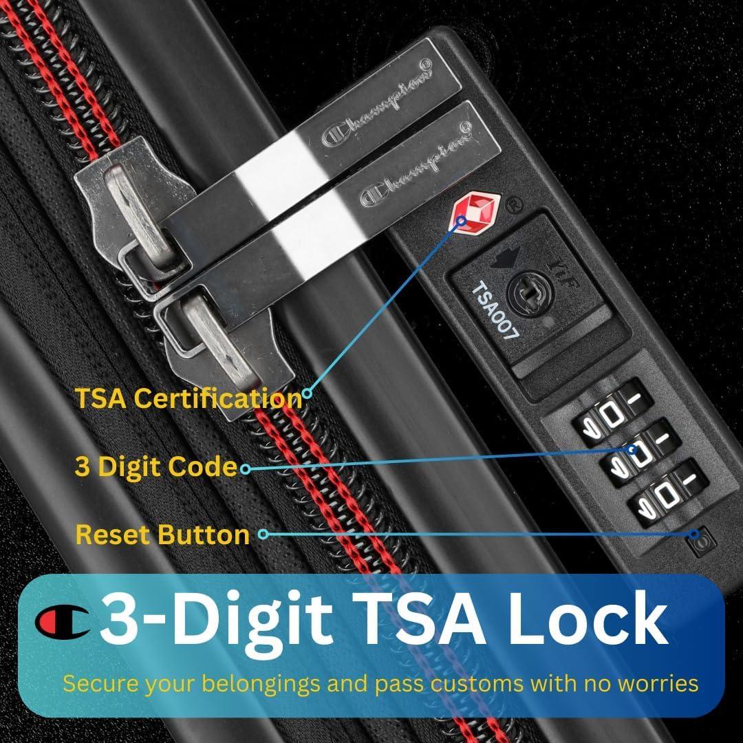 imageChampion 3Piece Luggage Set 21 25 29 Hardshell Suitcases with 8 Spinner Wheels Expandable CarryOn ampamp Checked Luggage Durable ABS Material Travel Bags With TSA Lock AstralBlack