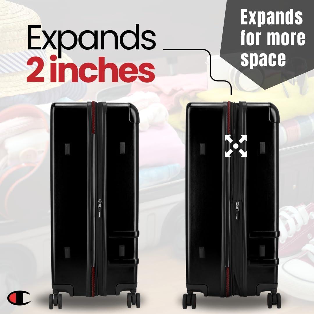 imageChampion 3Piece Luggage Set 21 25 29 Hardshell Suitcases with 8 Spinner Wheels Expandable CarryOn ampamp Checked Luggage Durable ABS Material Travel Bags With TSA Lock AstralBlack