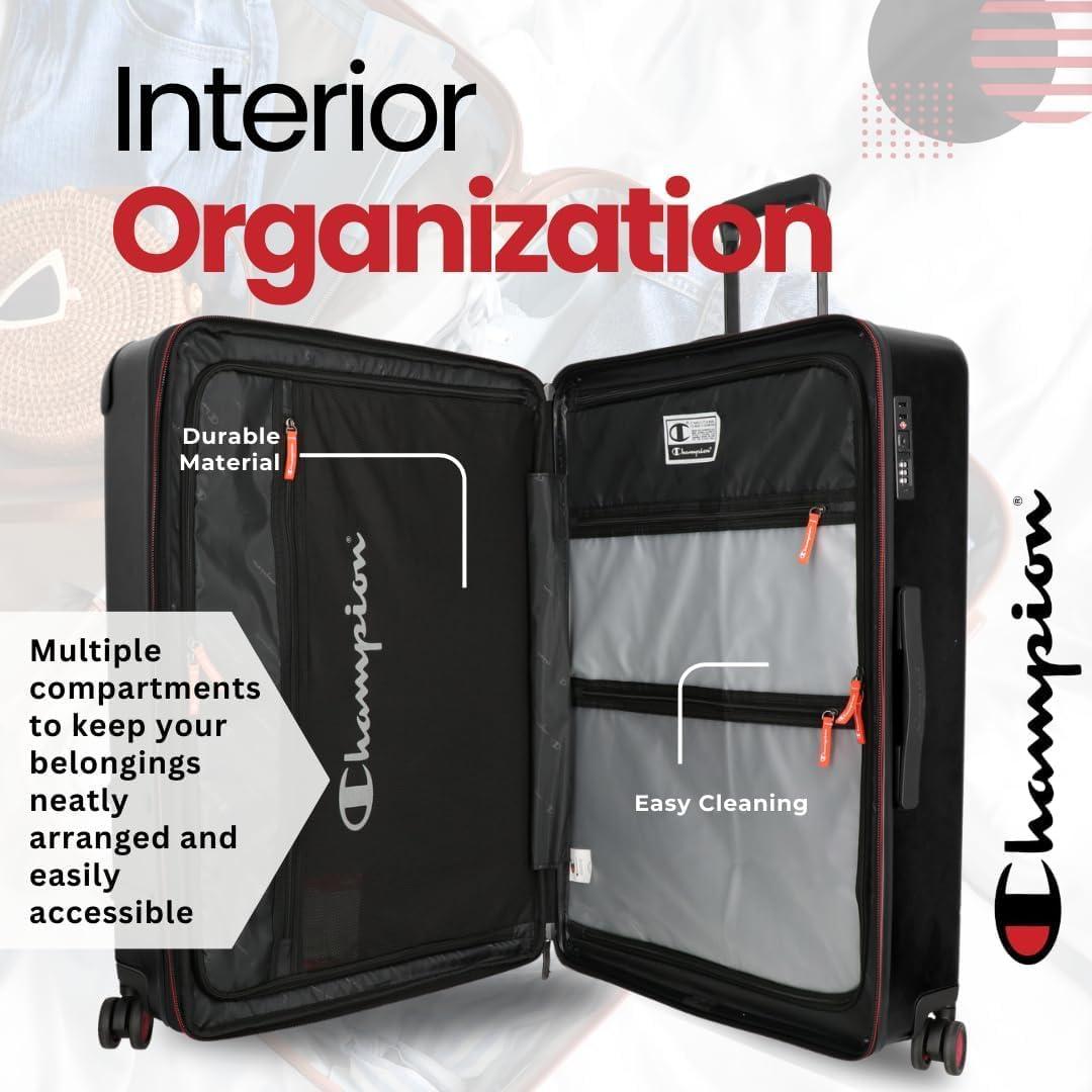 imageChampion 3Piece Luggage Set 21 25 29 Hardshell Suitcases with 8 Spinner Wheels Expandable CarryOn ampamp Checked Luggage Durable ABS Material Travel Bags With TSA Lock AstralBlack