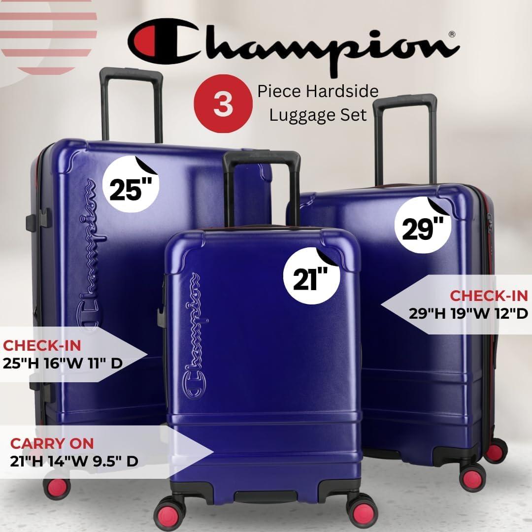 imageChampion 3Piece Luggage Set 21 25 29 Hardshell Suitcases with 8 Spinner Wheels Expandable CarryOn ampamp Checked Luggage Durable ABS Material Travel Bags With TSA Lock AstralAstral