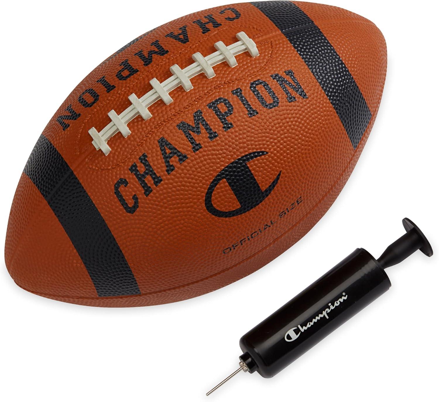 imageChampion Blitz Football AllWeather Football Enhanced Grip Durable Rubber Cover and Molded Laces for Outdoor Sports ampamp Training Includes 6 Ball PumpClassicBlack