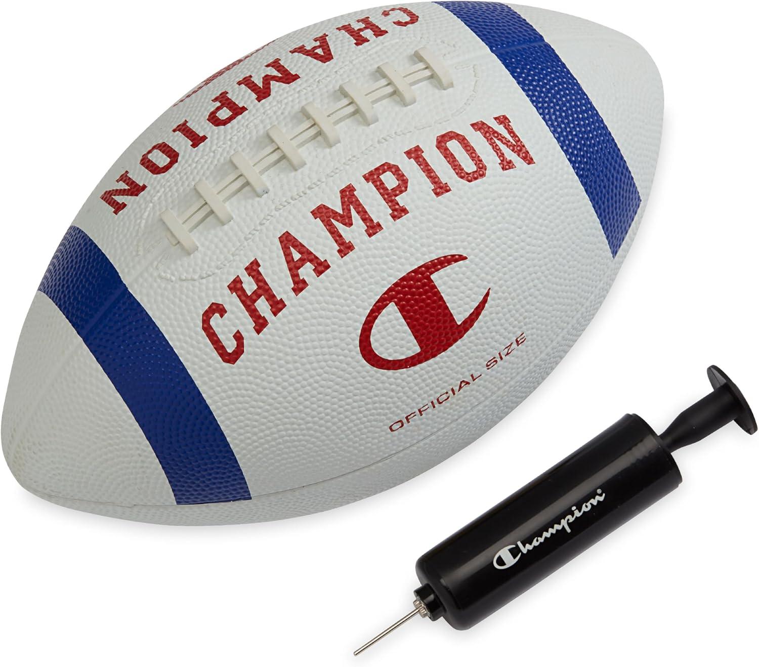 imageChampion Blitz Football AllWeather Football Enhanced Grip Durable Rubber Cover and Molded Laces for Outdoor Sports ampamp Training Includes 6 Ball PumpWhiteSurf the WebTango Red