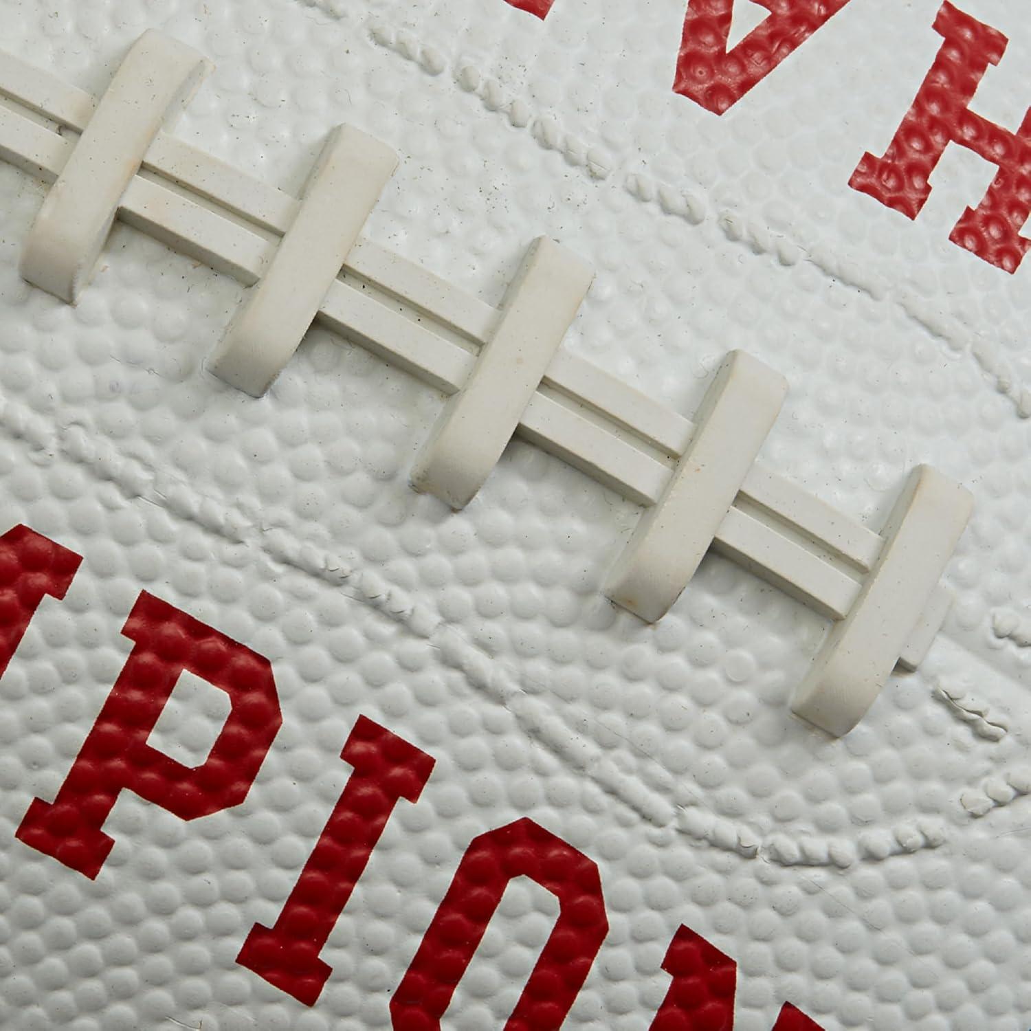 imageChampion Blitz Football AllWeather Football Enhanced Grip Durable Rubber Cover and Molded Laces for Outdoor Sports ampamp Training Includes 6 Ball PumpWhiteSurf the WebTango Red