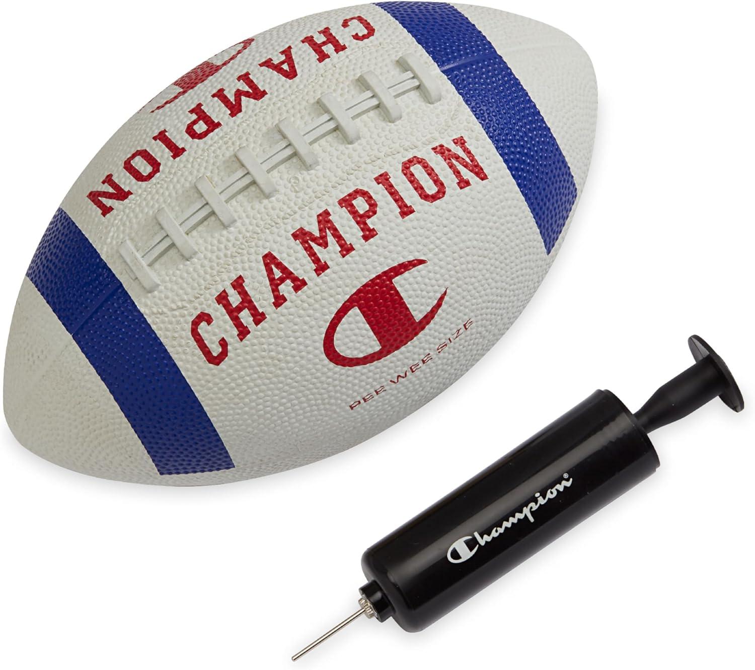 imageChampion Blitz Football AllWeather Football Enhanced Grip Durable Rubber Cover and Molded Laces for Outdoor Sports ampamp Training Includes 6 Ball PumpWhiteSurf the WebTango Red