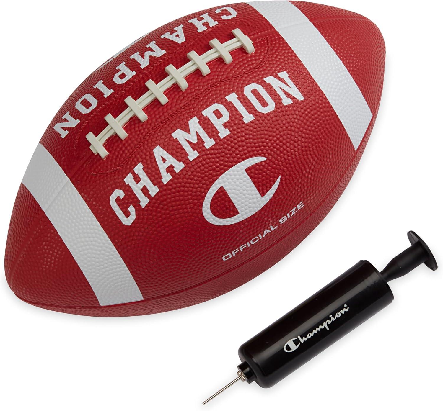 imageChampion Blitz Football AllWeather Football Enhanced Grip Durable Rubber Cover and Molded Laces for Outdoor Sports ampamp Training Includes 6 Ball PumpTango RedWhite