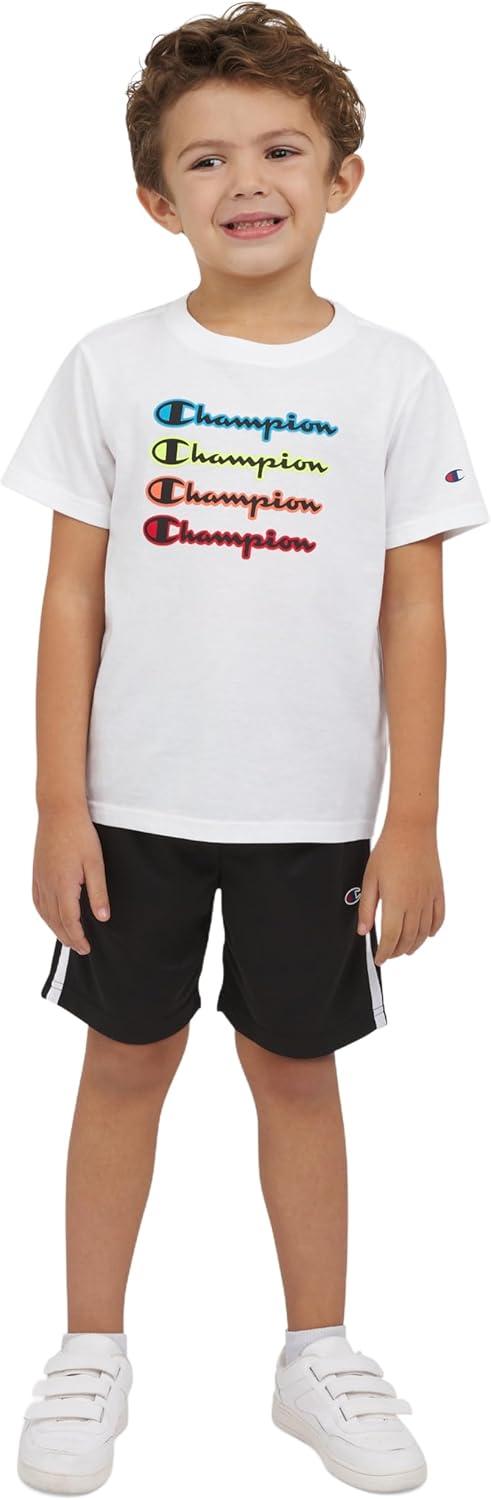 imageChampion Boys Shorts Sets 2 Piece Tee Shirt and Athletic Shorts for KidsSignature White