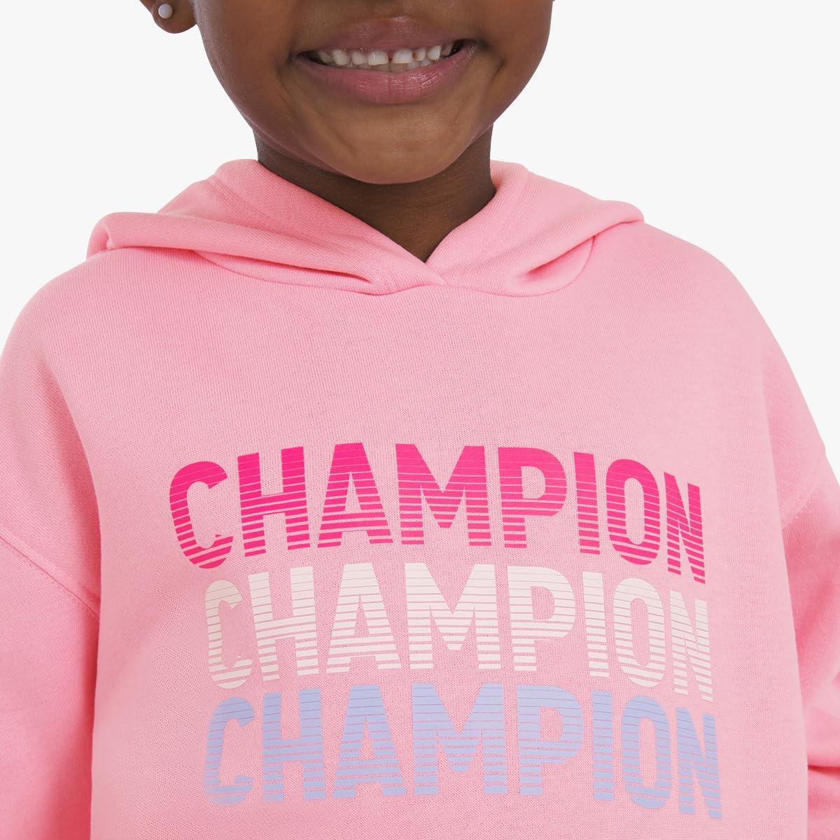 imageChampion Girls Hoodie and Sweatpant Set for Kids Athletic Fleece SweatsuitCandy Pink