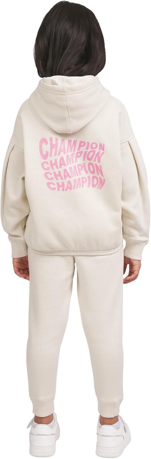 imageChampion Girls Hoodie and Sweatpant Set for Kids Athletic Fleece SweatsuitCream