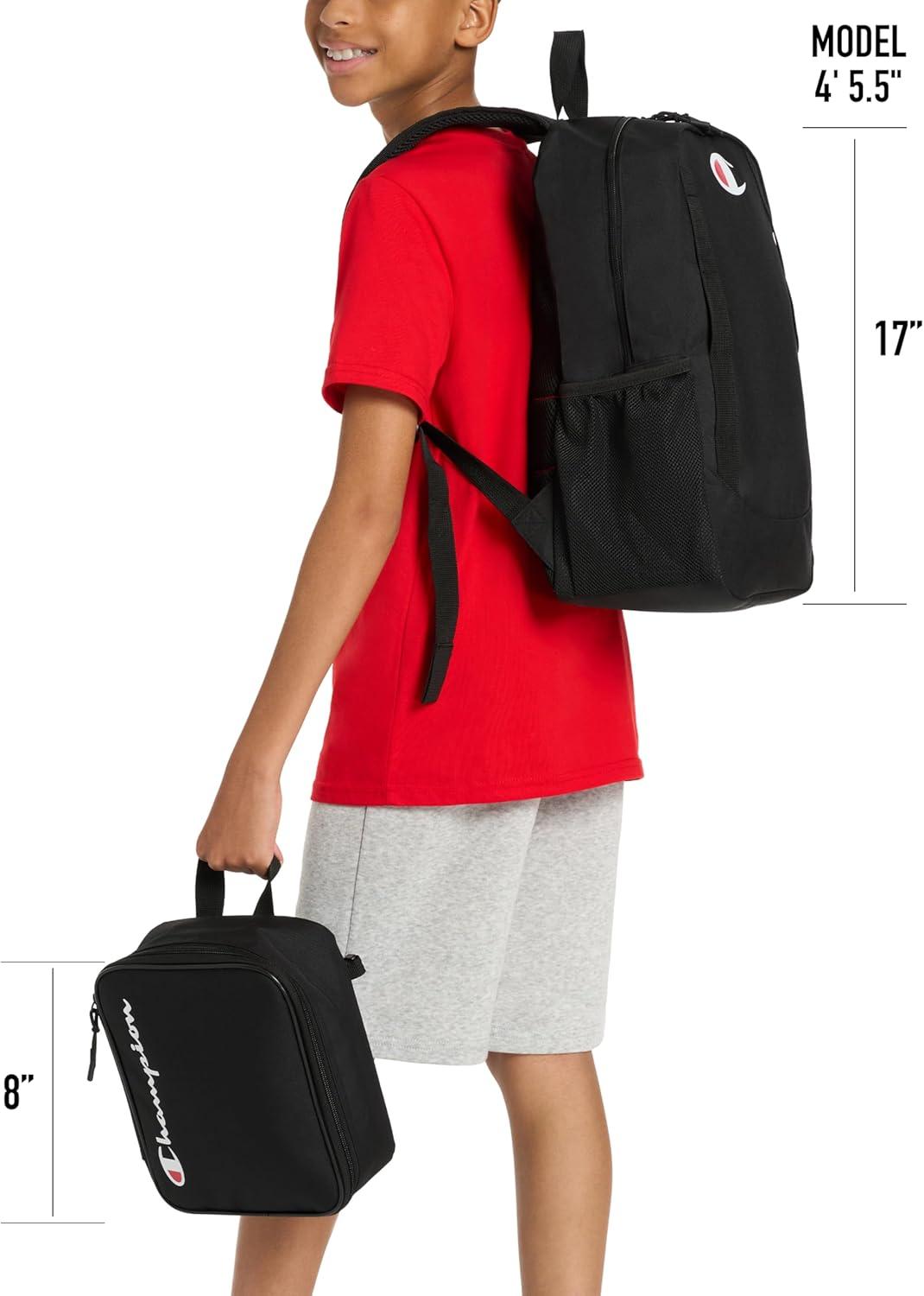 imageChampion Mode 2Piece Backpack and Insulated Lunch Box Combo Set with Laptop Compartment Padded Straps Water Bottle Pocket PinkBlue One SizeBlack Combo