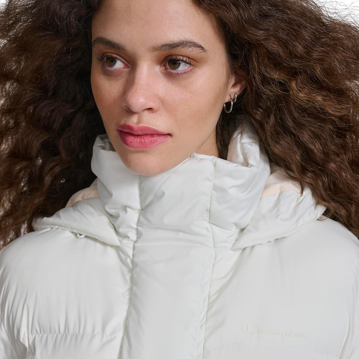 imageChampion Womens Extra Long Quilted Puffer Jacket With HoodMarshmallow