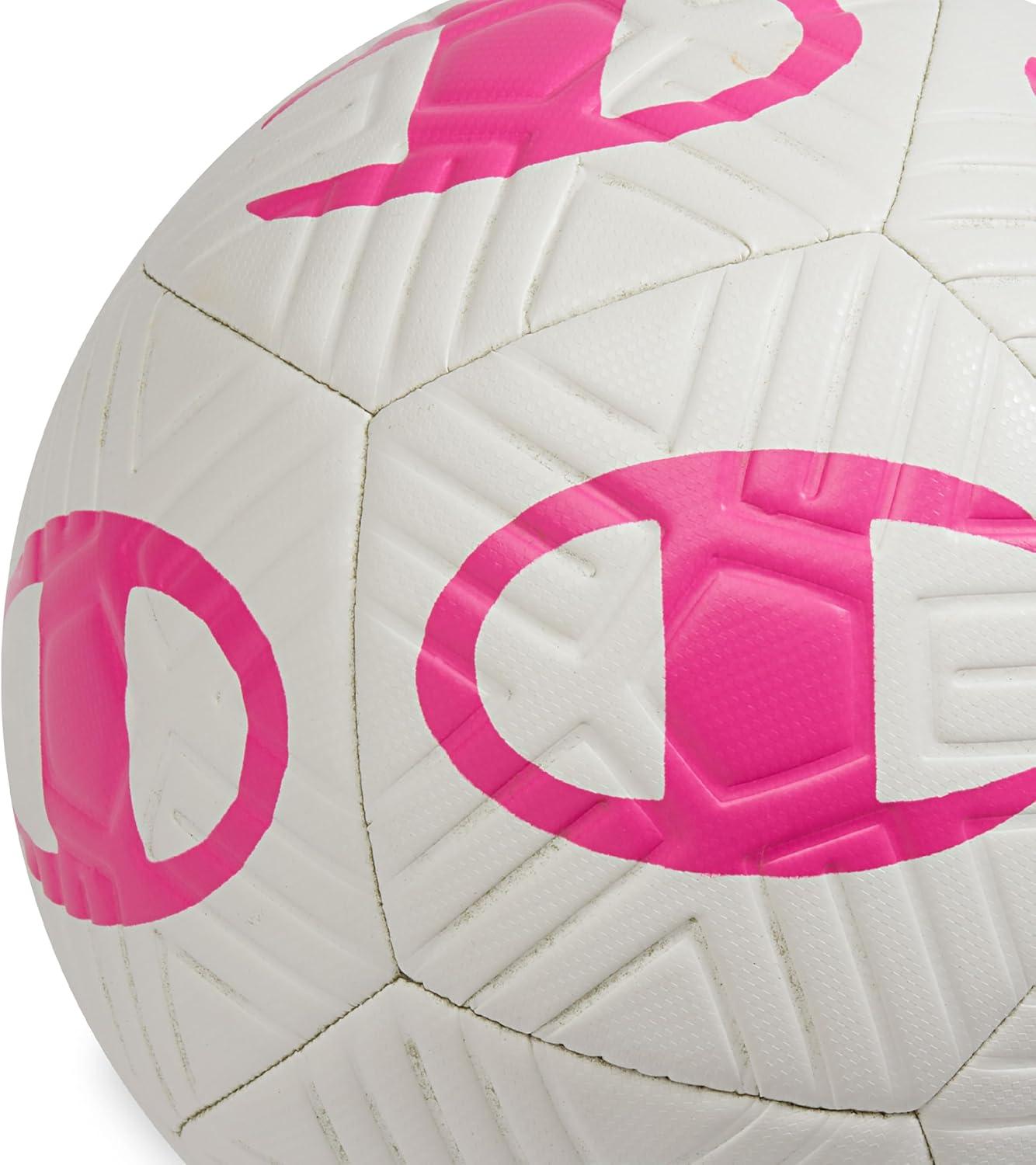 imageChampion Youth ampamp Adult Soccer Ball Paneled Design Enhanced Control Durable Cover ampamp Butyl Bladder for Indoor ampamp Outdoor Training Sizes 3 4 5 Includes 6quot PumpWhiteOptic Pink