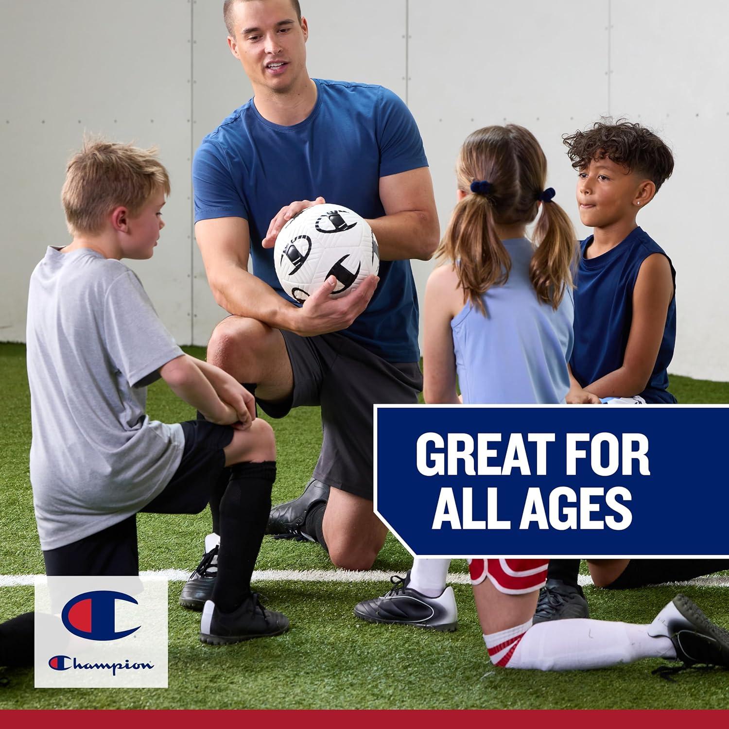 imageChampion Youth ampamp Adult Soccer Ball Paneled Design Enhanced Control Durable Cover ampamp Butyl Bladder for Indoor ampamp Outdoor Training Sizes 3 4 5 Includes 6quot PumpBlackWhite